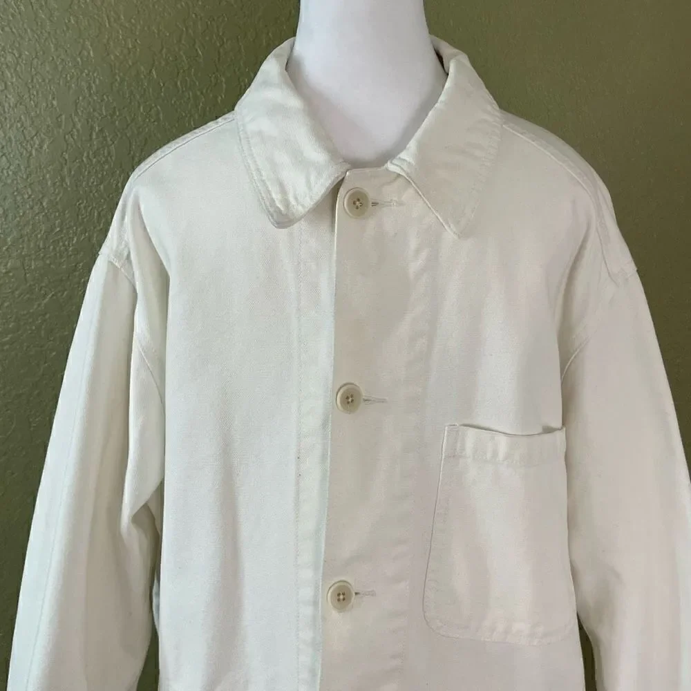 Vintage Armani Exchange Men’s Medium White Button Down Utility Shacket Jacket